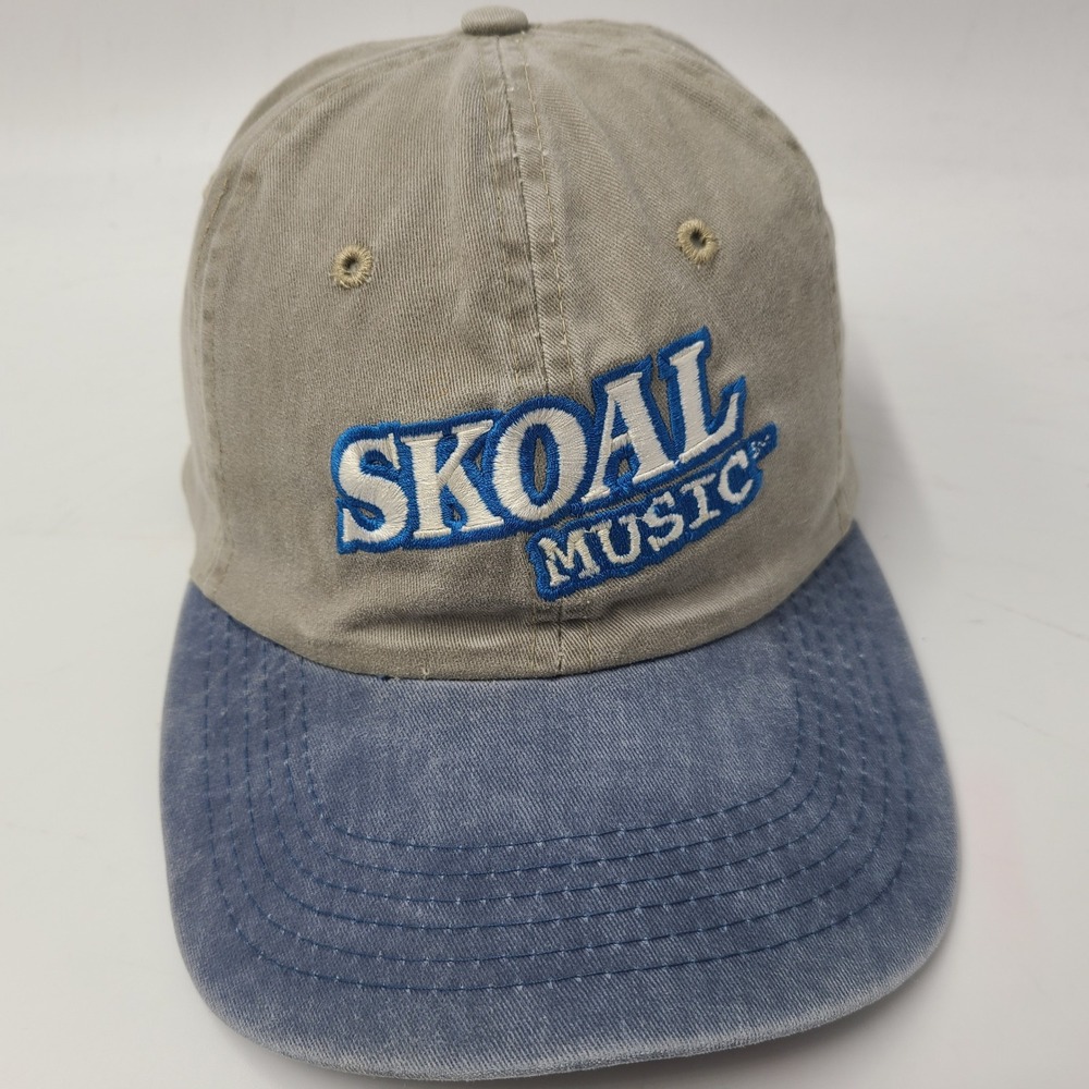 Vintage Skoal Hat Strapback (Fits Small) Beige Blue Music Tune In‎ Tobacco Promo